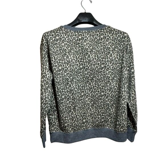 Splendid Leopard Print Relaxed Fit Oversize Crew Neck Sweatshirt Women's Medium - Picture 2 of 4